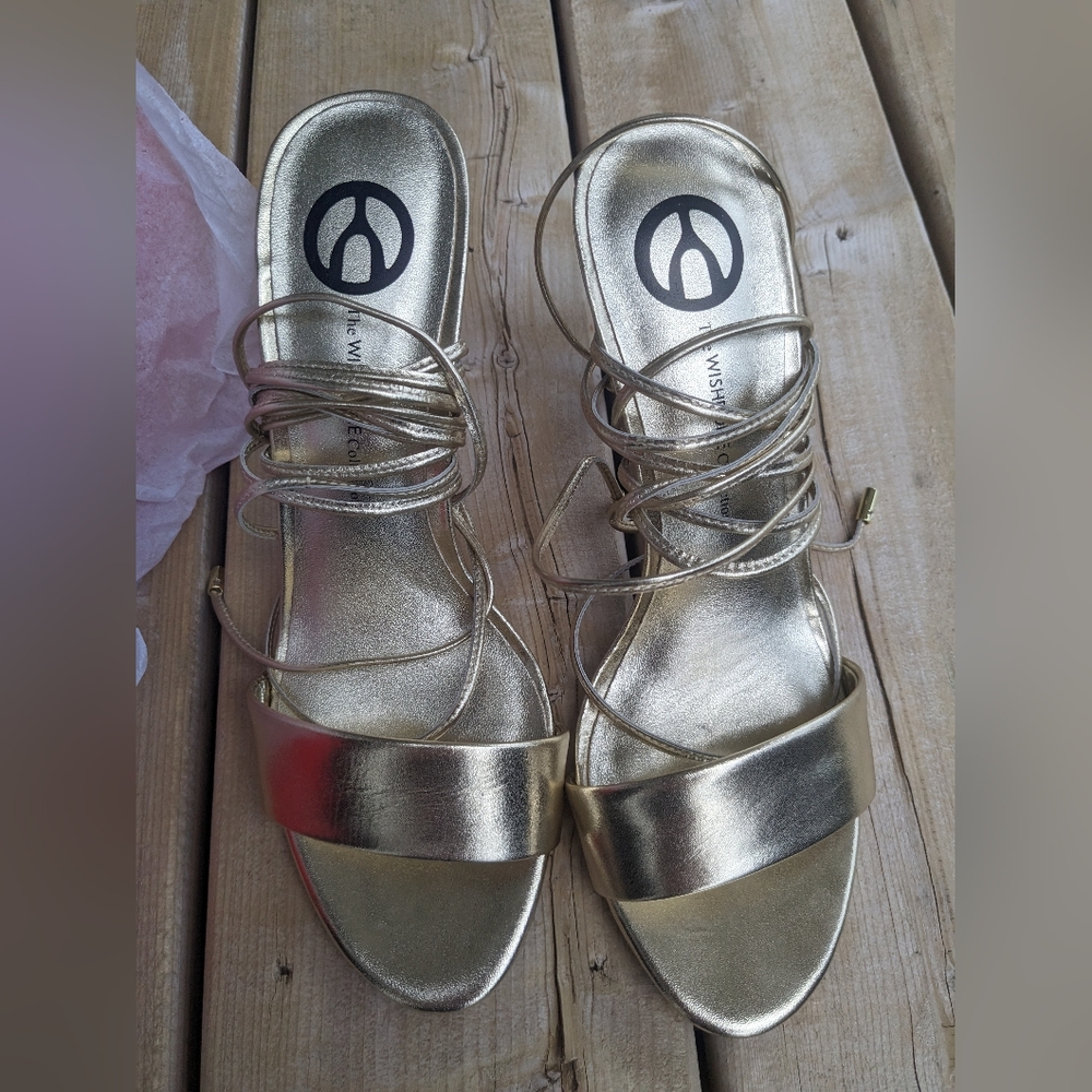 Wishbone Sandal Heel Matte Gold 8.5